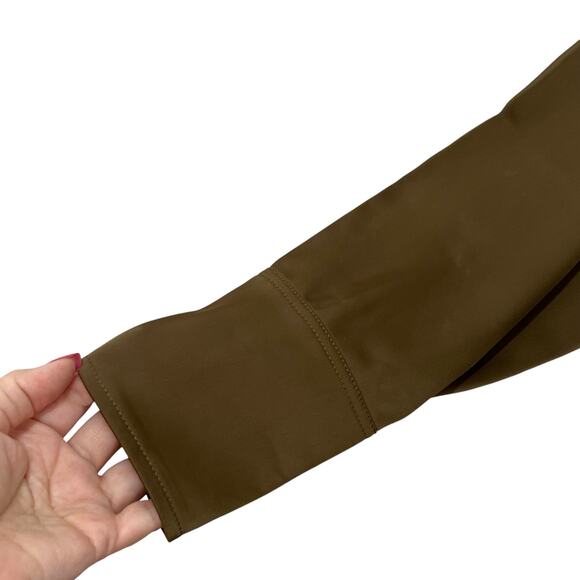 Good American Womens Size 3/4 Button Front Blouse Brown Long Sleeve Stretch NWT - Picture 9 of 11